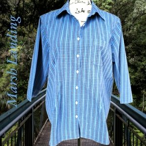 Marsh Landing Blue plaid button down